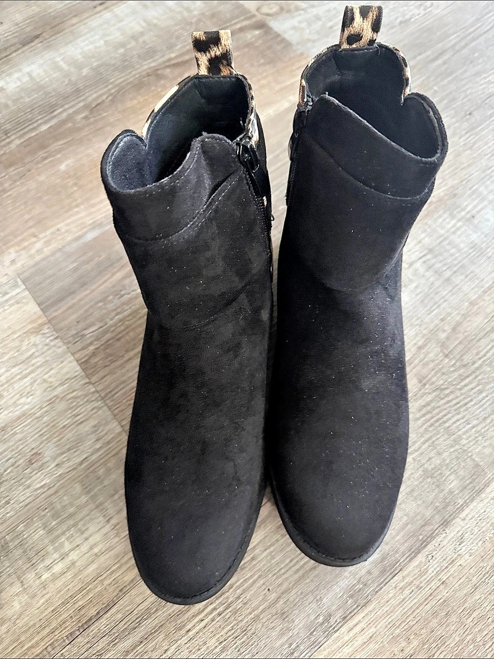 Women's Black Animal Print Ankle Boots